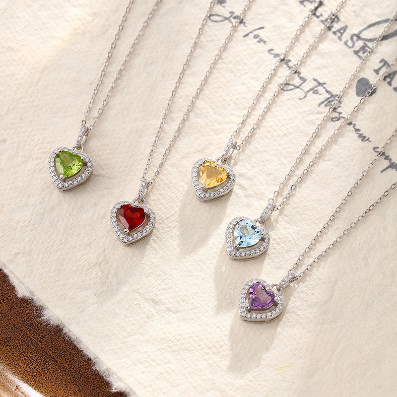 Natural Colored Gems Amethyst Sterling Silver S925 Necklace For Women