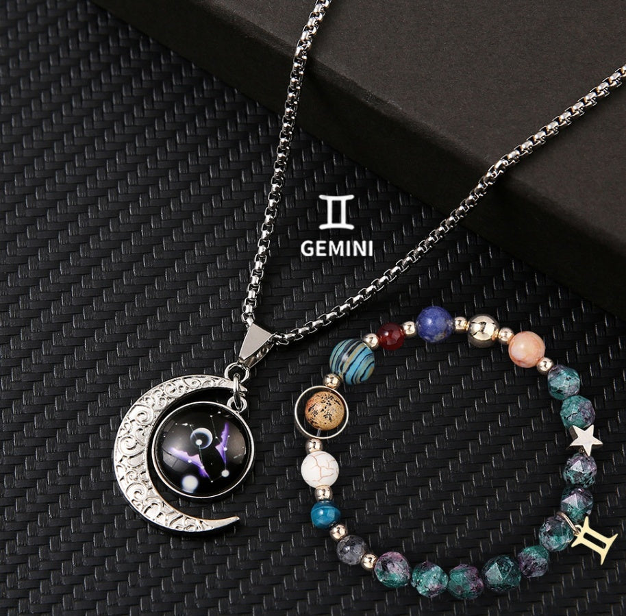 Natural Stone Necklace Set For The 12 Zodiac Signs