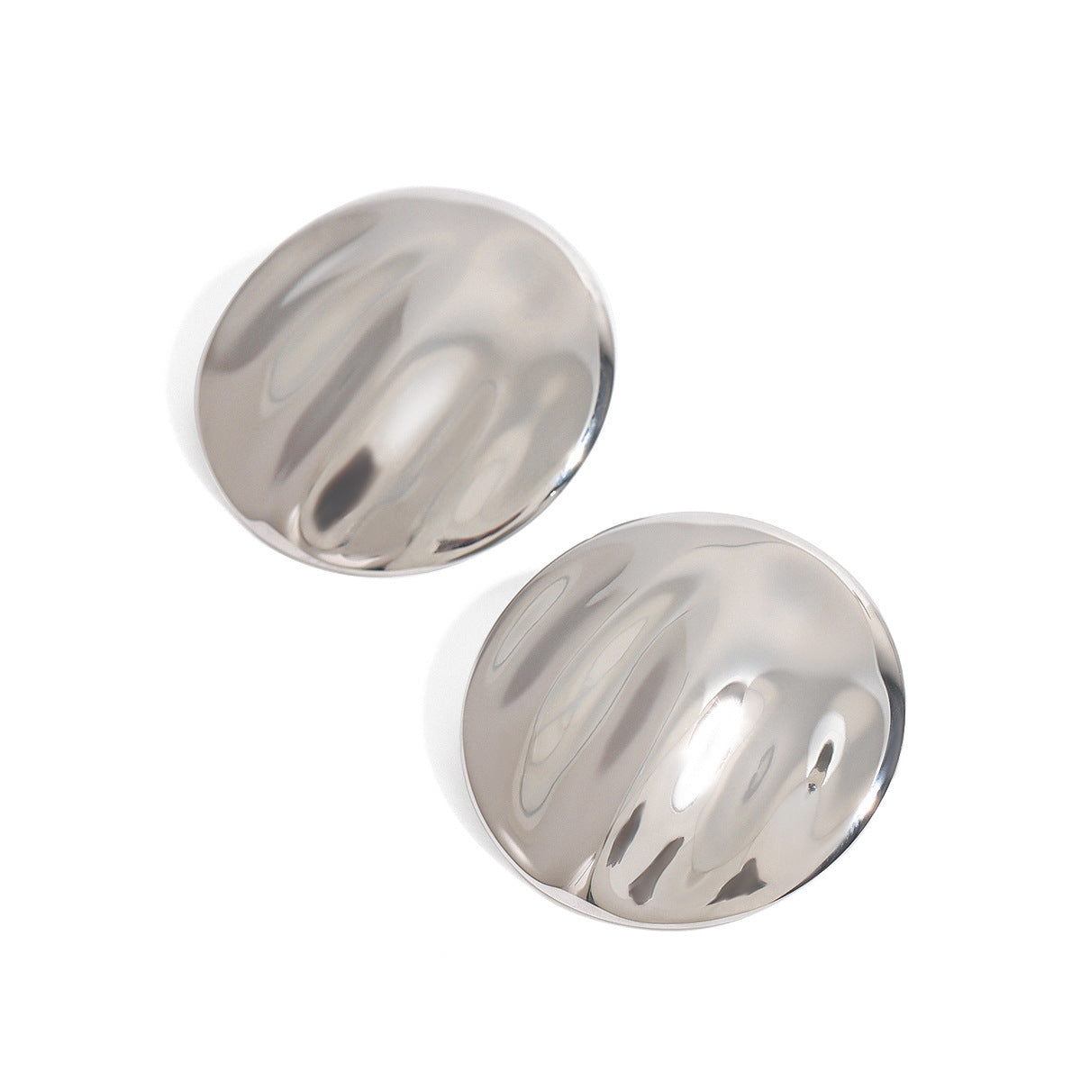 Stud Steel Color Stainless Steel Round Wave Earrings