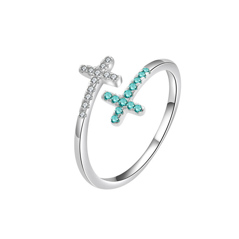 Cross Ring Open Zircon Ring For Women