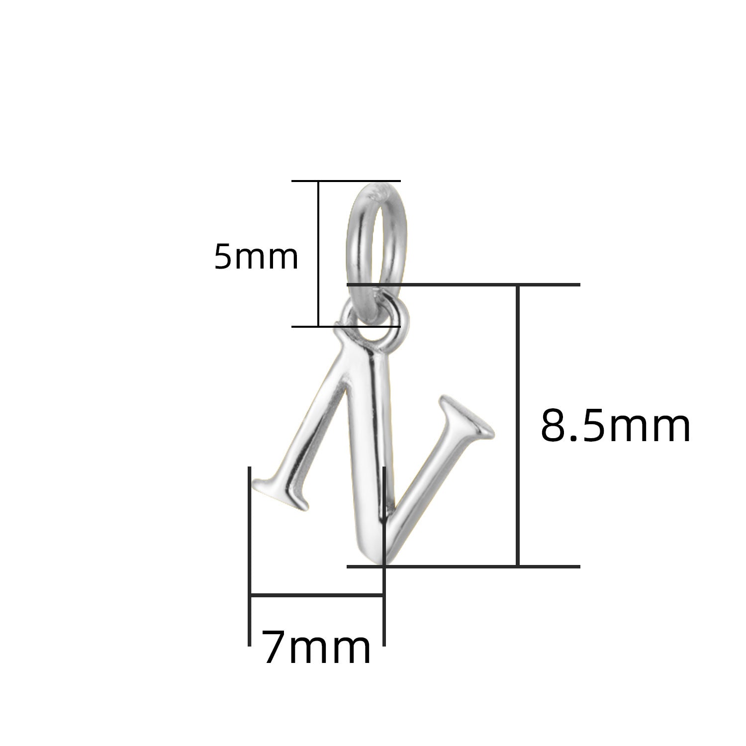 S925 Sterling Silver Minimalist Niche 26 Letter Smooth Pendant