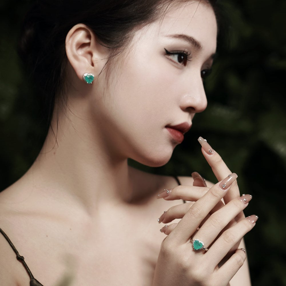 Female S925 Sterling Silver Ring Necklace Bracelet Earrings