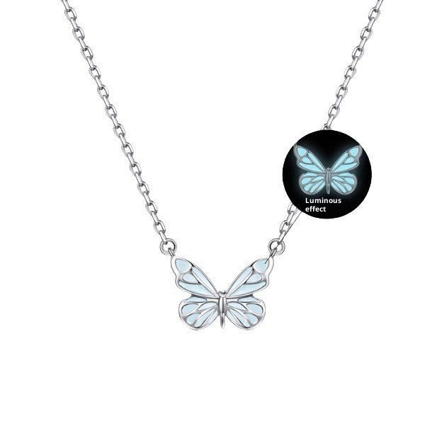 Sterling Silver Luminous Butterfly Bracelet Necklace Earrings Luminous