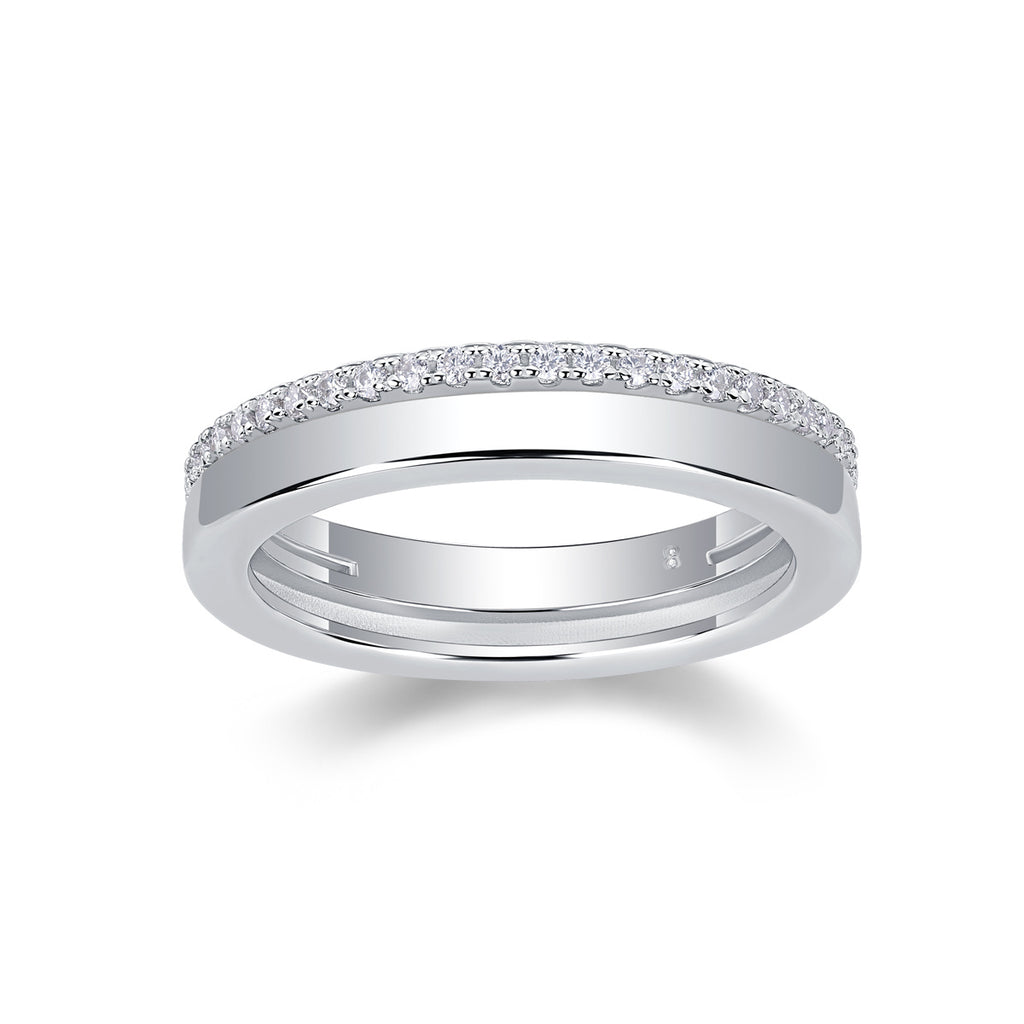 Double Ring Shadow - Set With Top-quality Moissanite S925 Silver And Platinum-plated Diamond Wedding Ring. The Ring Can Be Inspected With A Diamond Pen