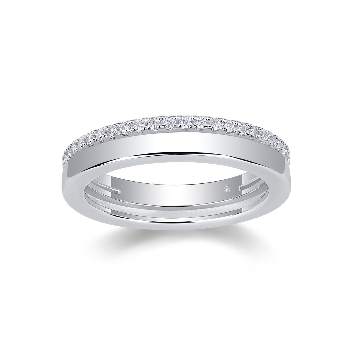 Double Ring Shadow - Set With Top-quality Moissanite S925 Silver And Platinum-plated Diamond Wedding Ring. The Ring Can Be Inspected With A Diamond Pen