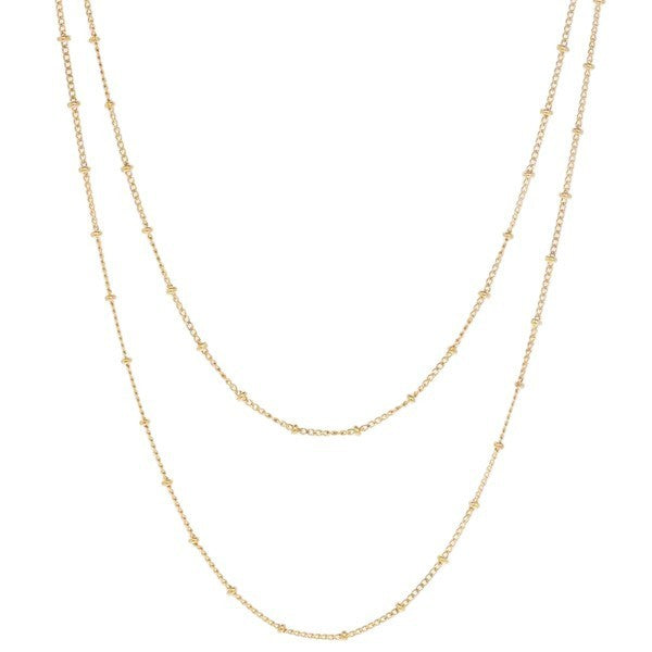 Double-layer Clip Beads Stainless Steel Plated 18K Gold Necklace