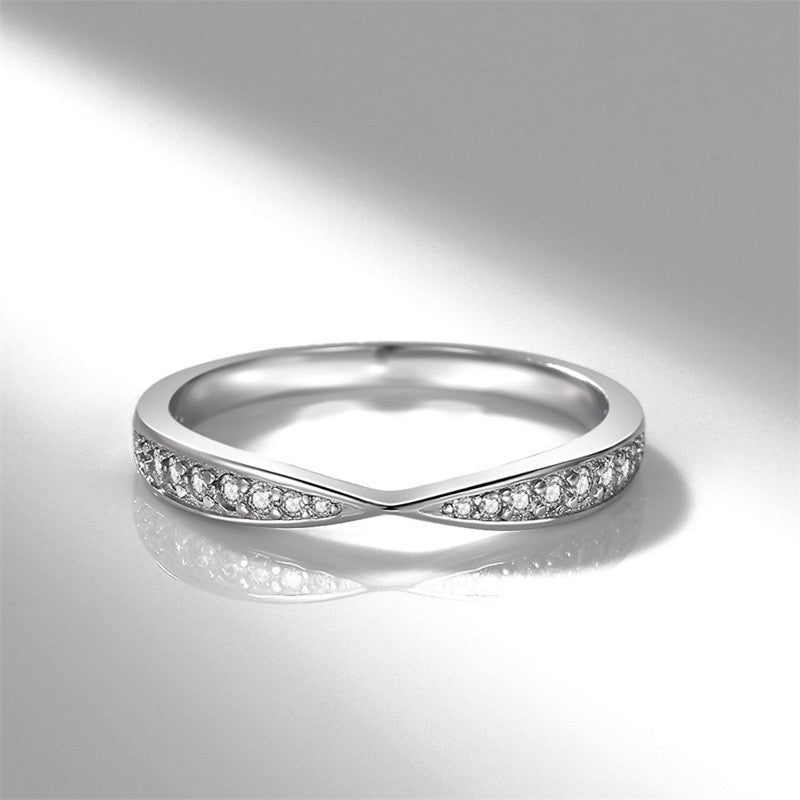 Bonded Cuff Women's Ring Plated With White Gold