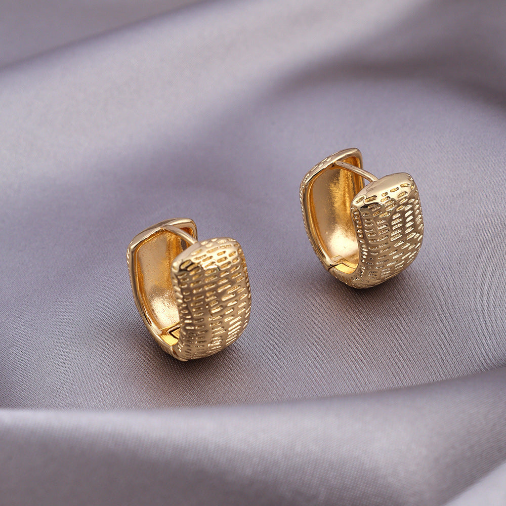 Micro Zircon-encrusted Stud Earrings Woven Twisted Gold Light Luxury High-end Sense