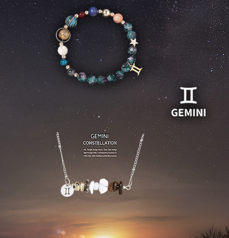 Natural Stone Necklace Set For The 12 Zodiac Signs