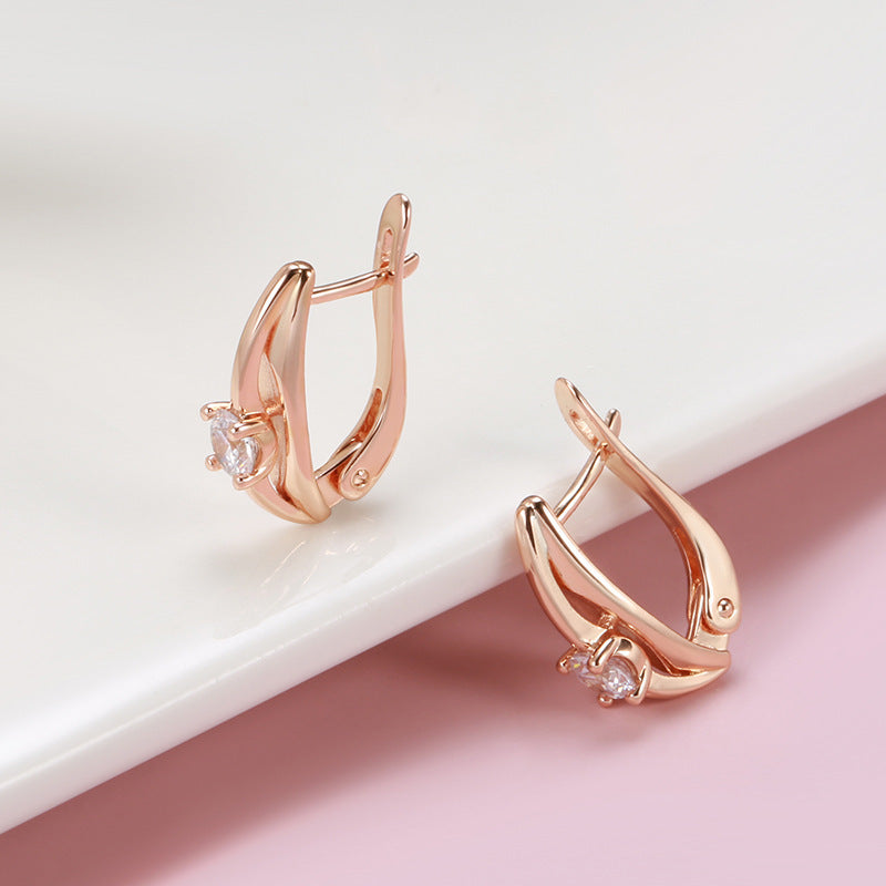 Simple Graceful Rose Gold Earrings Fashion Temperament