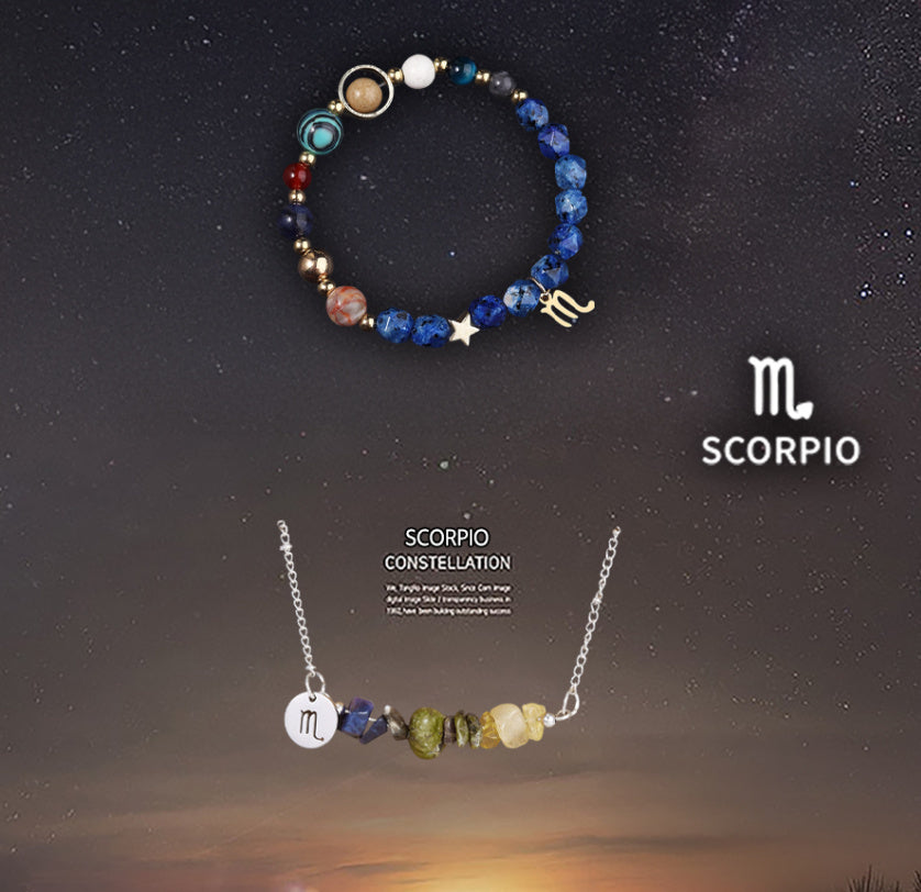 Natural Stone Necklace Set For The 12 Zodiac Signs