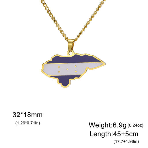Countries Map Drop Oil Necklace Pendant