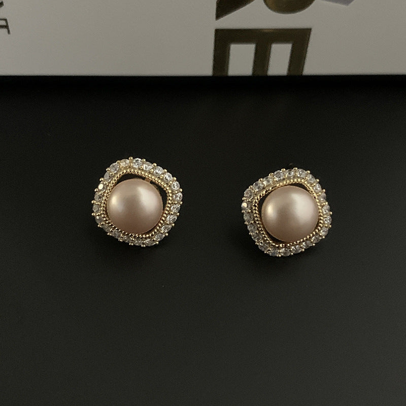 Minimally Luxurious Socialite Zircon Pearl Earrings