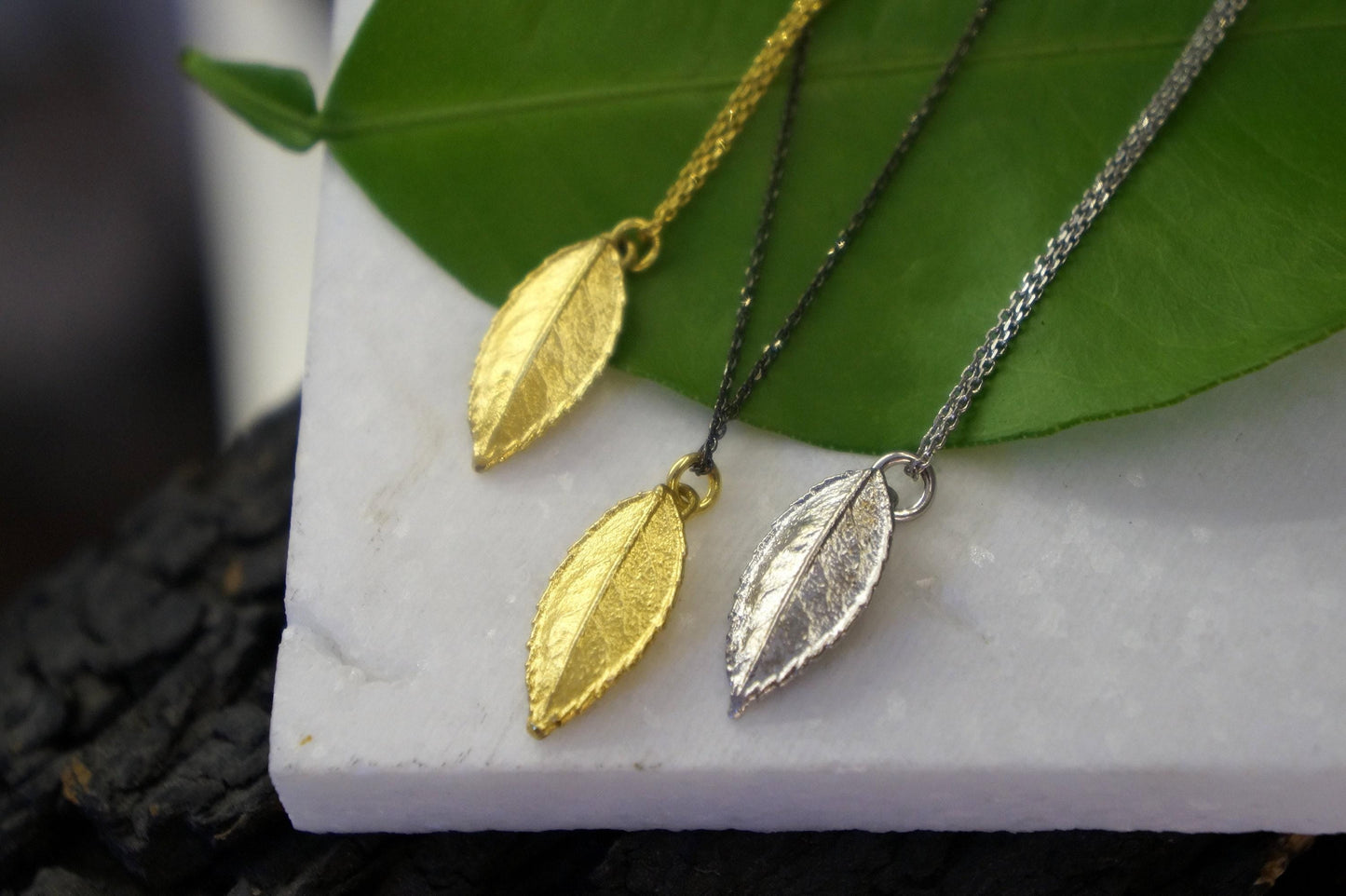 Real Rose Leaf Necklace: Sterling Silver Botanical Pendant
