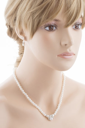 Bridal Wedding Jewelry Set Beautiful Single Strand Pearls Chic