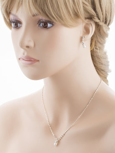 Bridal Wedding Prom Jewelry Set Elegant Dainty Pearl Crystal