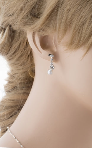 Bridal Wedding Prom Jewelry Set Elegant Dainty Pearl Crystal