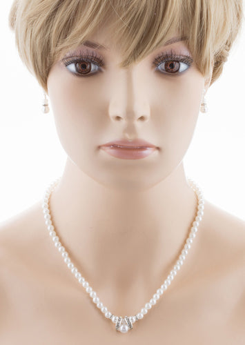 Bridal Wedding Jewelry Set Beautiful Single Strand Pearls Chic