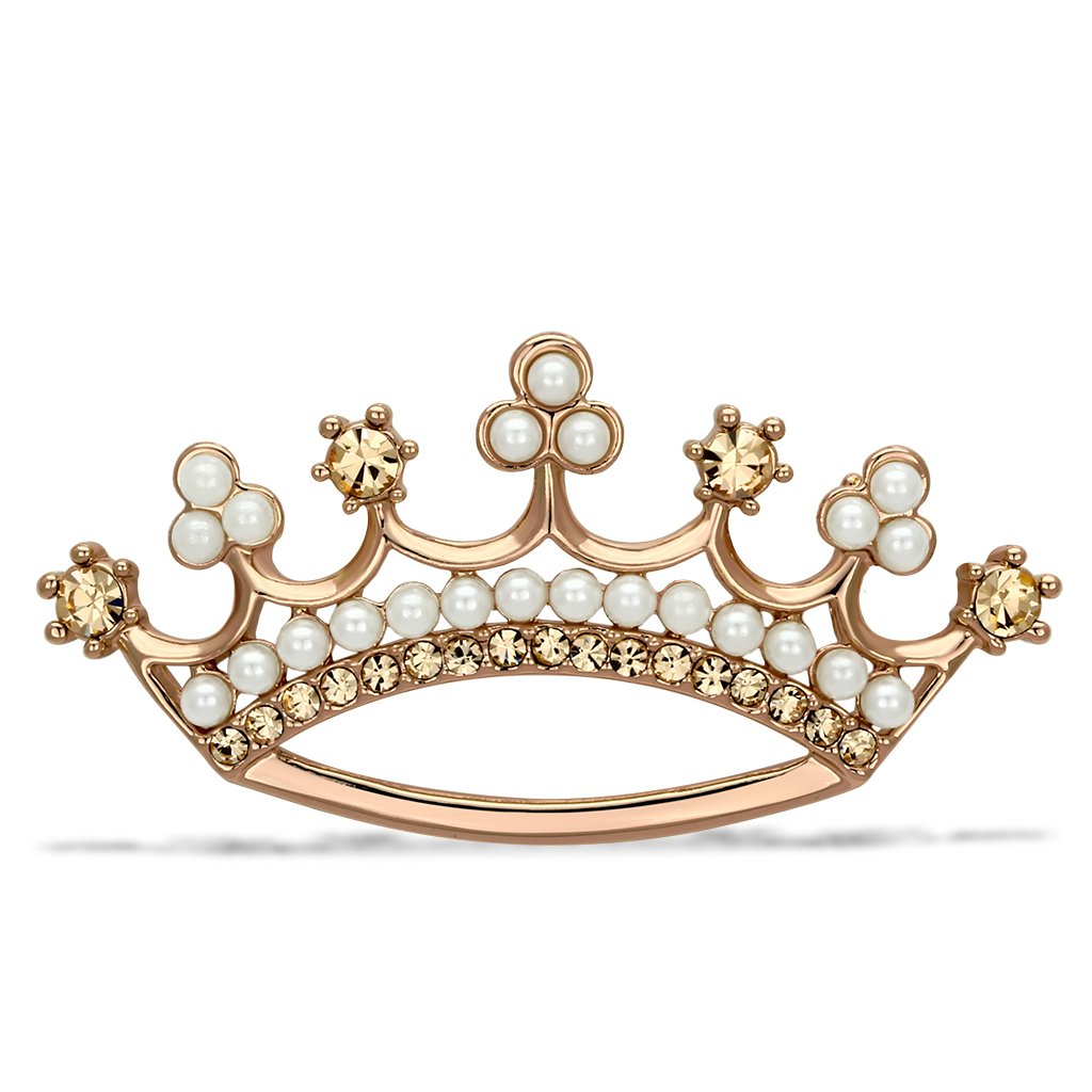 LO2839 Flash Rose Gold White Metal Brooches with
